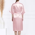 thumbnail image 7 of PMVFHDE Women Satin Bridal Dressing Gown Silk V Neck Bathrobe With Belt Pink,L, 7 of 7