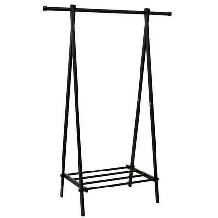 URHOMEPRO Heavy Duty Black Metal Clothes Laundry Rack with Lower Shoe Shelf, A-Frame Design Garment Stand, Portable Extra Large Garment Rack for Entryway and Bed Room, I9100