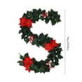 thumbnail image 3 of Artificial Holly Garland, Green Foliage Holiday Decoration for Dining Table & Window, 3 of 5