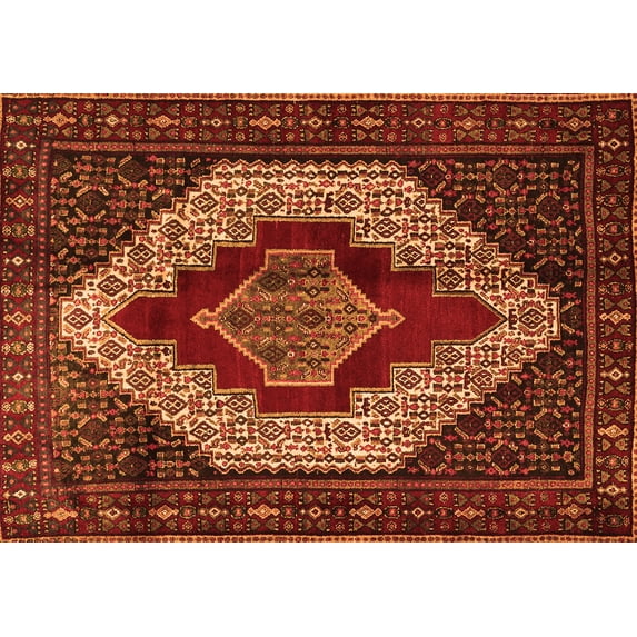 Ahgly Company Indoor Rectangle Persian Orange Traditional Area Rugs, 8' x 12'