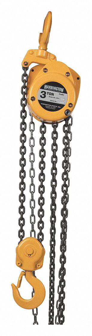 Chain Lift Used HARRINGTON 3 Ton CF030 Manual Chain Hoist 10 ft 