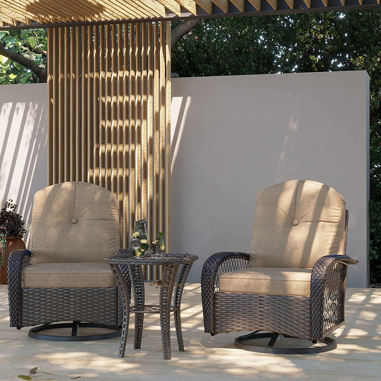 Apepro Patio Furniture Set 3 Pieces Outdoor Rocking Chair Set Patio