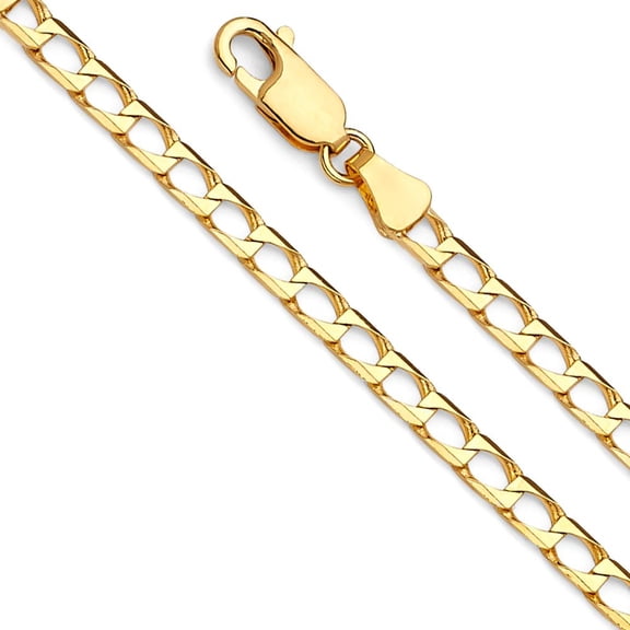 14K 3.4mm Square Curb Chain : 7.5"