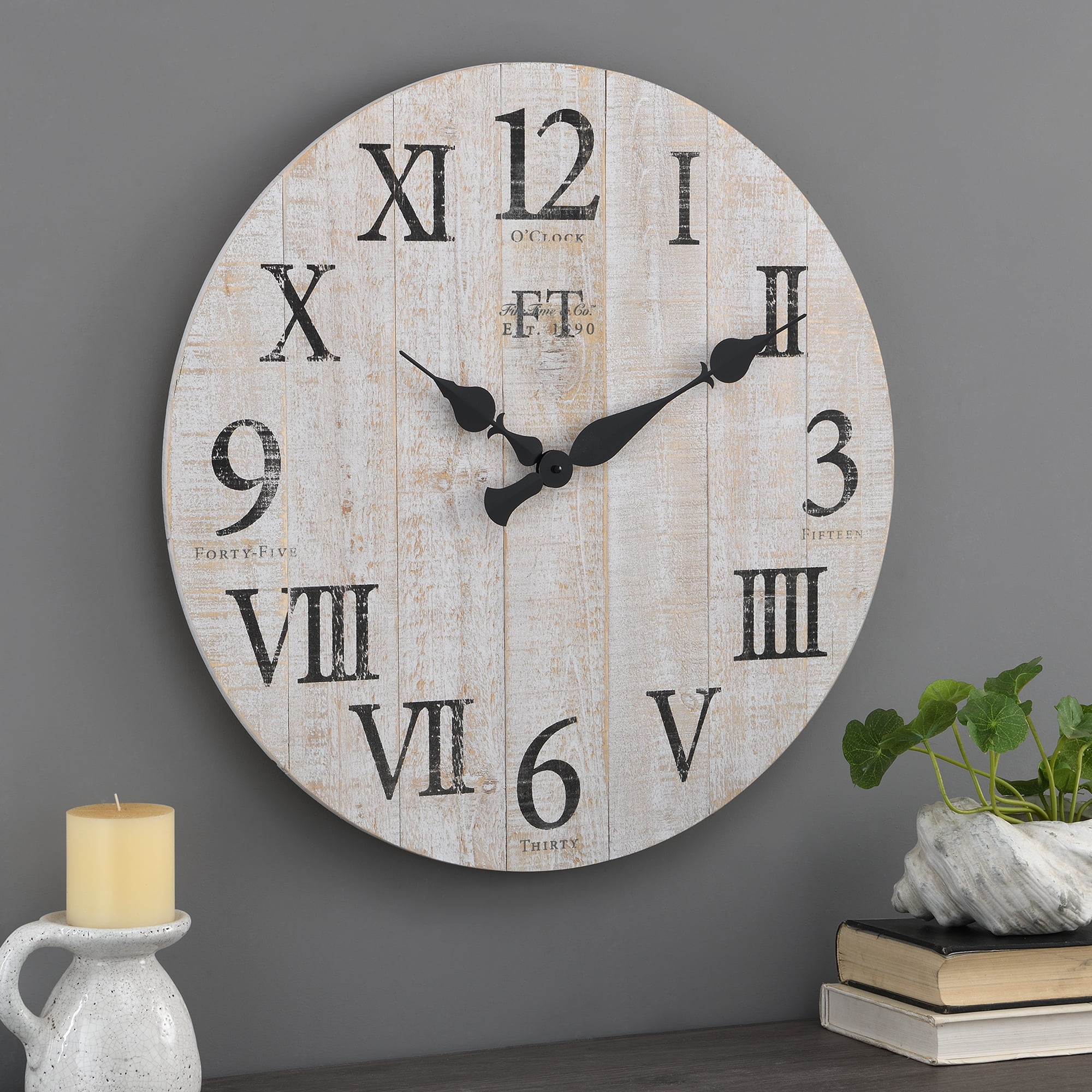 FirsTime & Co.® White Rustic Farmhouse Barn Wood Clock