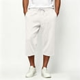 thumbnail image 2 of Klisyaur Mens Capri Pants Drawstring Straight Legs Elastic Waist Loose Shorts Casual Fashion Solid Color Pant with Pockets, 2 of 9