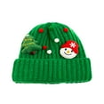 thumbnail image 2 of absanyy Women's Christmas Knitted Beanie - Green, Festive Snowman & Tree, Pom Poms, Free Size, Holiday Winter Hat, 2 of 3