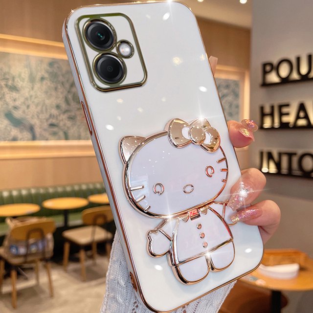 Carcasa Para Motorola Moto G73 G53 G23 G13 G42 Funda Blanda Para Teléfono Espejo De Maquillaje KT Gato Soporte Giratorio Cubiertas Traseras Gao Jiahui unisex