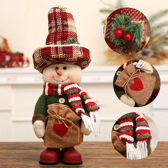 Wuztai Christmas Snowman Standing Doll Decor, Linen Hat Snowman For Home Holiday Decoration, Festive Human Shaped Doll Gift For Family Children