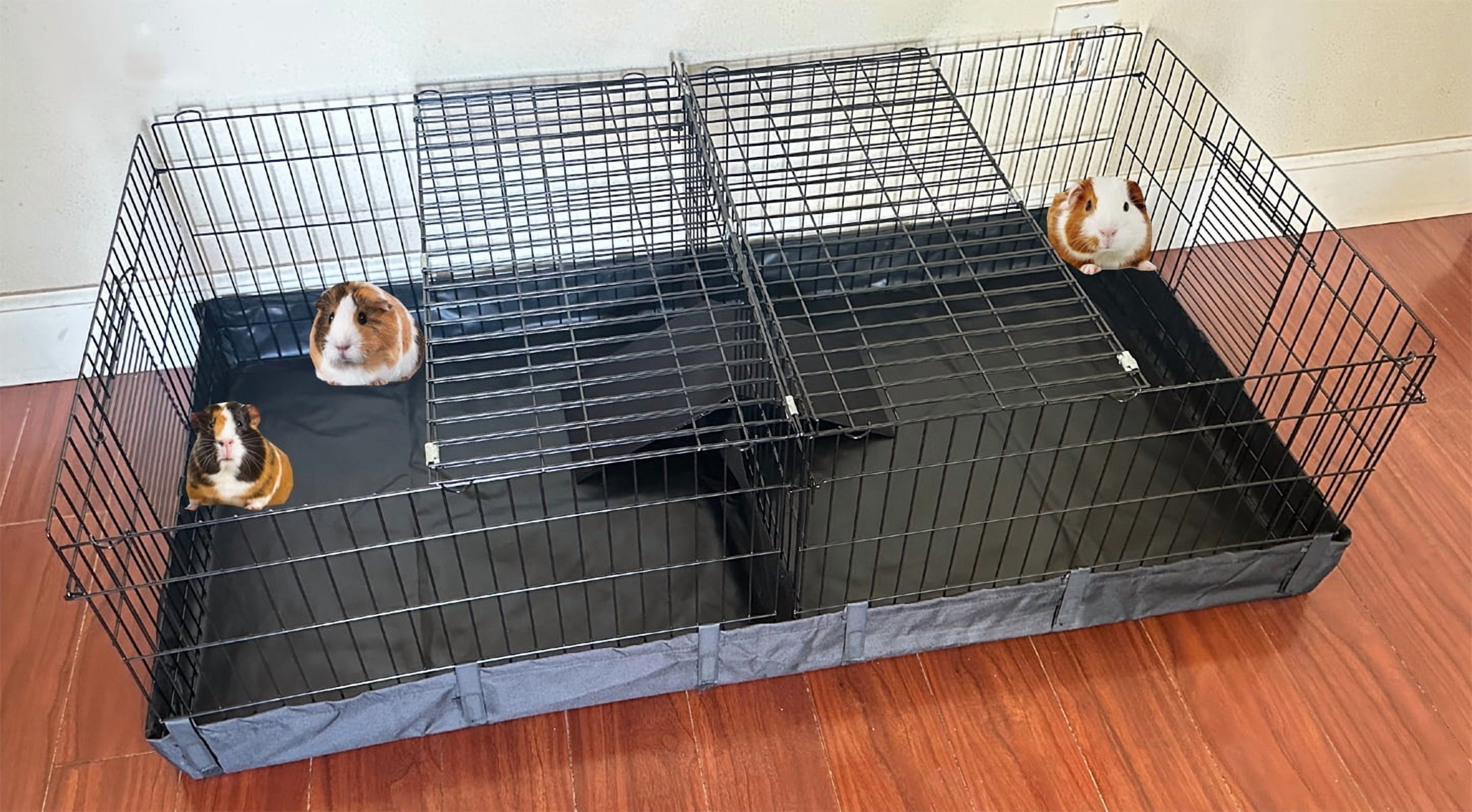 EXTRA LARGE 47" Guinea Pig Habitat Hamster Critters Rabbit Playpen With TOP COVER, Canvas Bottom, Center Divider Access Door Ramp Mouse Mice Gerbil Hedgehog Bunny Enclosure