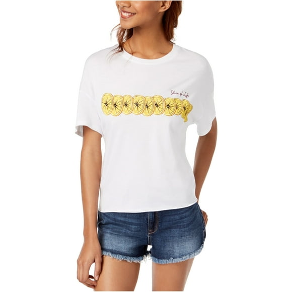 Carbon Copy Womens Slice of Life Graphic T-Shirt, White, Medium