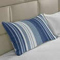thumbnail image 2 of Harbour Stripe Knitted Quilt Pillowcover, Retro Shades of Stripe Abstract Vintage Design, Standard King Size Pillow Cover for Bedroom, 30" x 20", Navy Blue White, by Ambesonne, 2 of 2