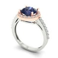 thumbnail image 2 of 1.86 ct Round Cut Simulated Blue Sapphire Solitaire with Simulated Diamond Accents 18K White/Rose Gold Womens Engagement Ring, 2 of 5