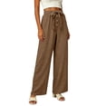 thumbnail image 6 of MYAOYINo Boundaries High Waisted Wide Leg Pants Women Daily Wear Button Front Tie Waist with Deep Pockets, 6 of 6