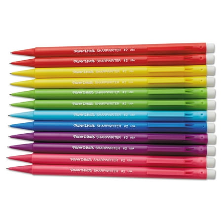 Pencils Hexagonal Barrel Paper Mate Sharpwriter Mechanical Pencil, HB, 0.7 mm, Assorted Color Barrels, 12/Pack ()