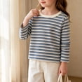 thumbnail image 5 of VIPOIN Striped Long Sleeve Shirt for Kids, Crewneck Casual Soft Daily Top, Sizes 2-12 Years, 5 of 6