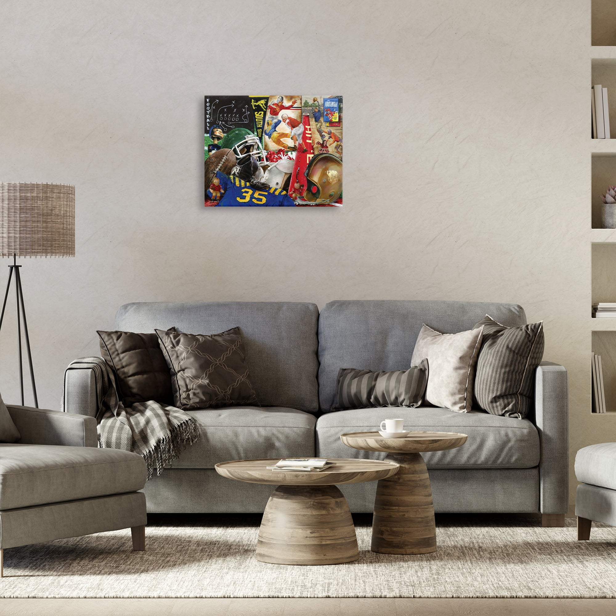 Stupell Industries Football Sports Collage Sports Painting Gallery Wrapped Canvas Art Print Wall Art, 20 x 16