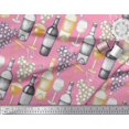 thumbnail image 2 of Soimoi Modal Satin Tissu Raisins, Verre de Vin & Bouteille Décor Tissu Imprimé Yard 42 Pouces de Large, 2 of 3