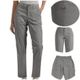 thumbnail image 2 of Women's Solid Color Elastic Waist Casual Pants Trousers Slacks with Pockets Full Length Relaxed Fit Stretchy Soft Lounge Wear Work Office Travel Essentials for Women | Aestivo,Gray M, 2 of 9