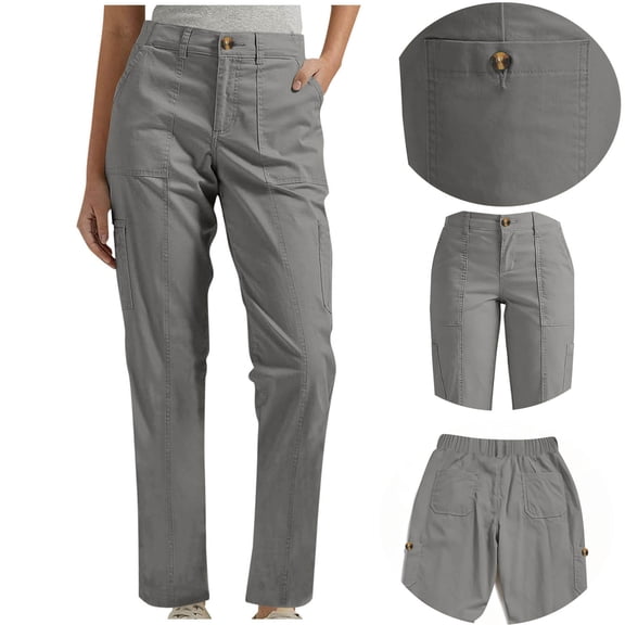 Roncen Women's High Waisted Casual Pants Straight Leg Stretchy Business Dress Work Pull On Trousers Lightweight Hiking Pant