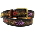 thumbnail image 2 of Men's 1-1/2" Wide Tan Leather Floral Tooled Casual Jean Belt 26FKBrown, 2 of 3