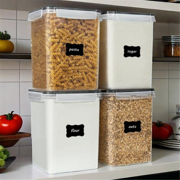 4 Pack Large Food Storage Containers with Lids – 5.2L Airtight Kitchen Canisters for Flour, Sugar, Rice, Pasta & Pantry Organization, BPA-Free Plastic, Stackable