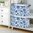 thumbnail image 2 of Yayeee Foldable Storage Basket for Shelves with Handles Set of 2 Waterproof Cloth Bins, Blue Floral Pattern, 2 of 7