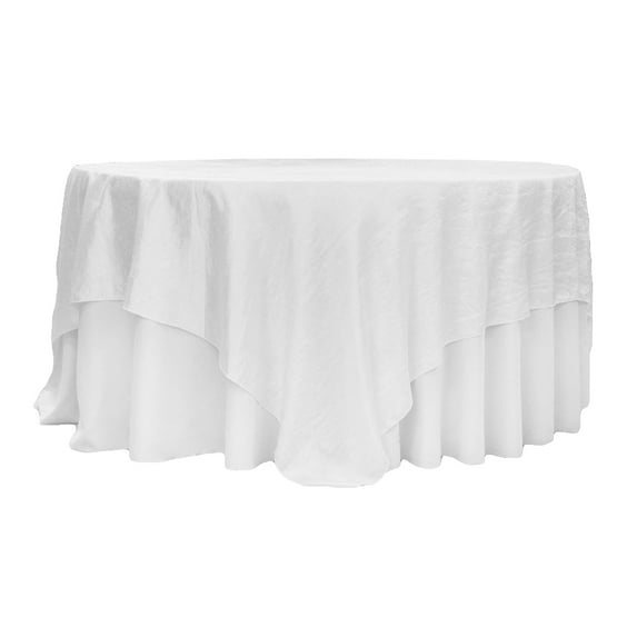 Crushed Taffeta 90"x90" Square Table Overlay - White