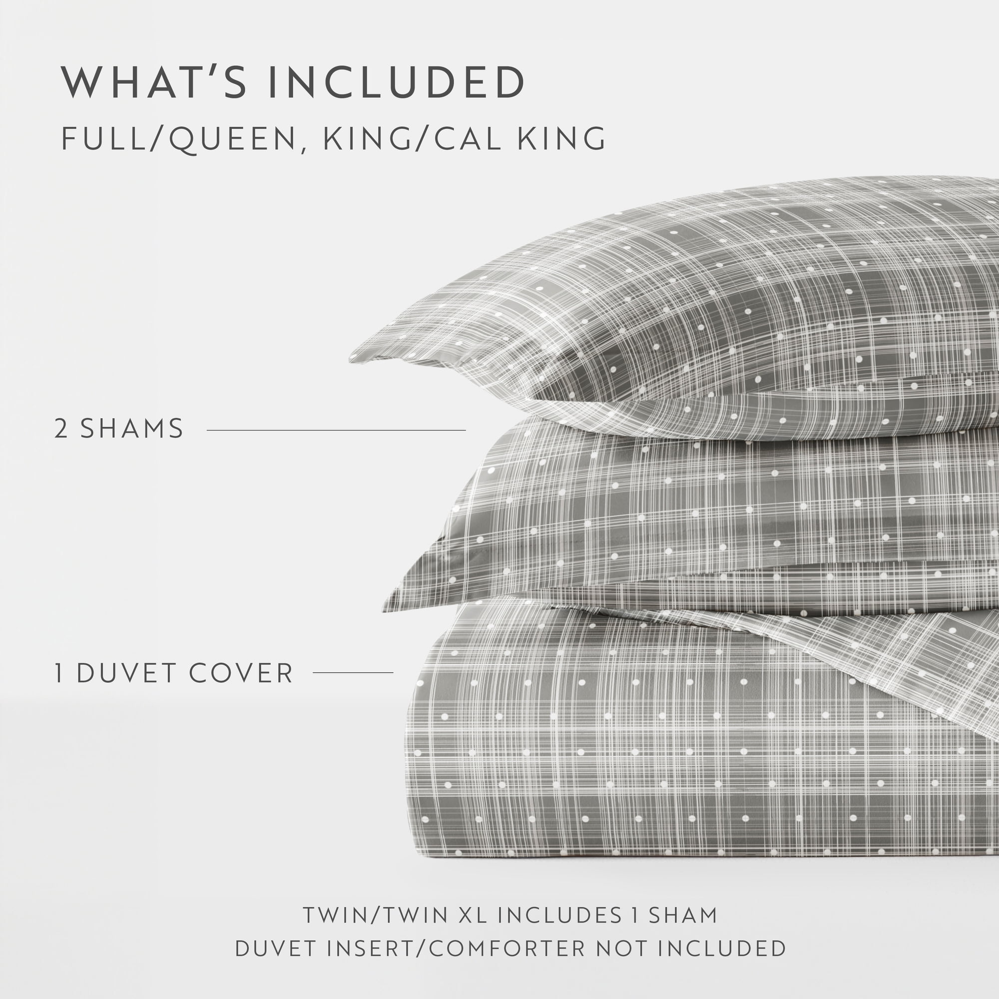 Noble Linens Gray Polka Dot Pattern Duvet Set 3-Piece Duvet Cover Set, King/Cal King