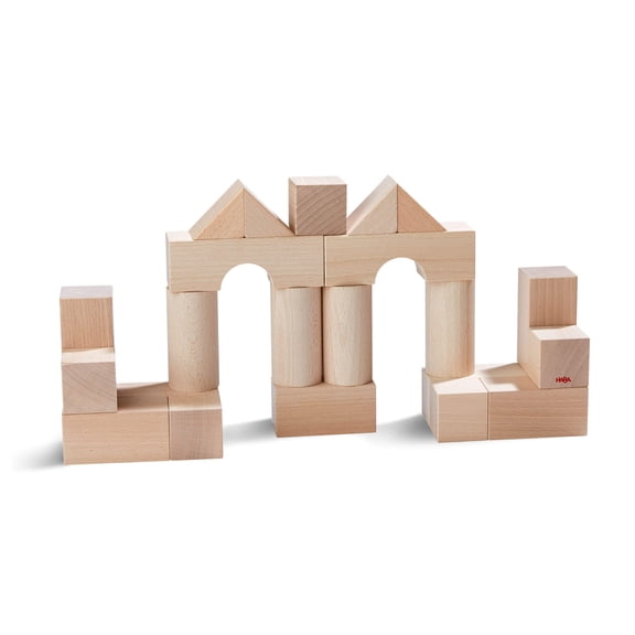 HABA Wooden Building Blocks 26 Piece Set: Open-Ended Stacking Toys, Toddler Blocks, and Wooden Toys Made in Germany for Creative Play and Learning