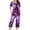 Purple-B, variant on SwiftWear Halloween Pajamas Sets for Women Castle Pumpkin Bat Cute Spider Ghost Print Homewear Lounge Set Short Sleeve Henley Shirts Capris XXL