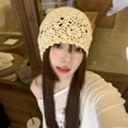 thumbnail image 3 of SikaFu Handmade Weaving Baotou Hat Female Spring And Autumn Thin Hollow Wool Hat Retro Literary Knit Cap, 3 of 9