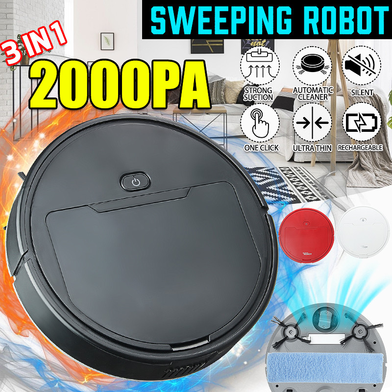SuperThin Robot Vacuum Cleaner, 3in1 Automatic Vacuum Cleaner, 2000Pa