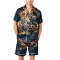 thumbnail image 2 of DORKASM Halloween Matching Pajamas for Men Pj Sets Bat Pumpkin Print Button Down Sleepwear Yellow M, 2 of 4