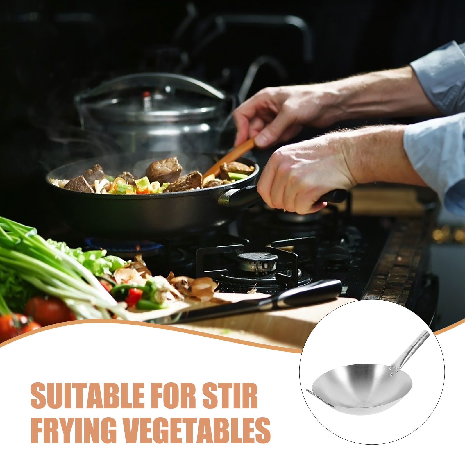 UPKOCH 1Pack Lightweight Frying Pan Non Stick Stainless Steel Suitable for Home Cooking Silver