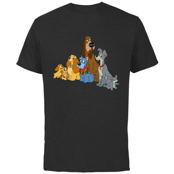 Disney Lady and the Tramp Dogs - Short Sleeve Cotton T-Shirt for Adults -Customized-Black