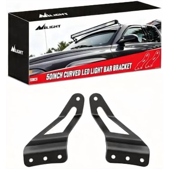 Nilight 2PCS 50” Curved LED Light Bar Bracket at Upper Windshield Roof Cab for 07-13 Chevy Silverado Suburban Avalanche Tahoe & GMC Yukon Sierra