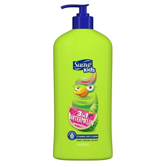 Suave Kids 3 In 1 Shampoo-Cond -Bodywash Watermelon 18 Ounce (532ml) (Pack of 2)