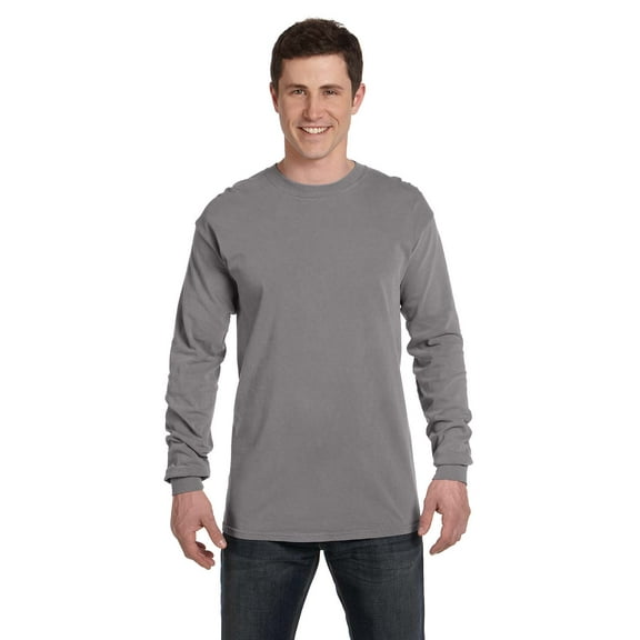 Ringspun Garment-Dyed Long-Sleeve T-Shirt , C6014 , GREY , XXX-Large