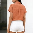 thumbnail image 6 of MYAOYI Womens Tops Gingham Checkered Short Sleeve Shirts, Button Down with Pockets, 6 of 7