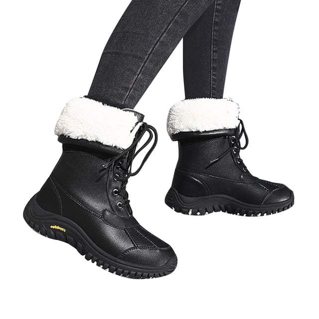 Zapatos Encaje Ternero Botas Pato Invierno Nieve para Mujer Floja Pieles Al Aire Libre