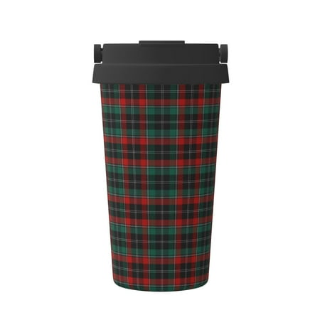 

Xecao Tartan Plaid Pattern Insulated Coffee Mug with Handle & Flip Thermos Mug Water Bottle Coffee Tumbler Cup
