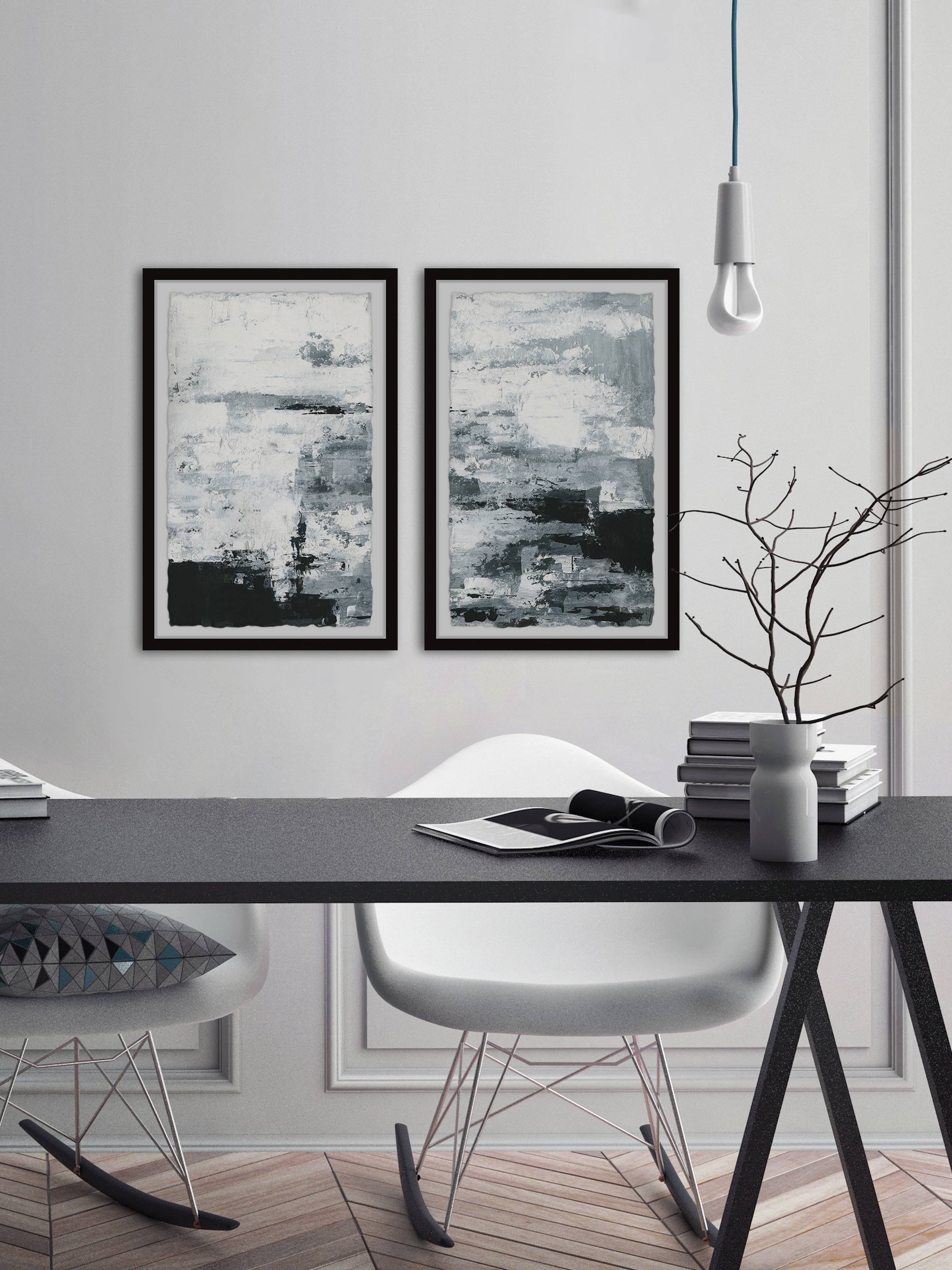 Black and White Smudges II Diptych