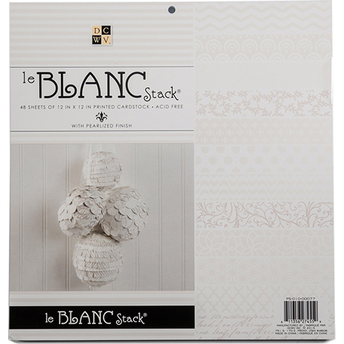 DCWV Single-Sided Cardstock Stack 12"X12" 48/Pkg-Le Blanc, 12 Designs/4 Each