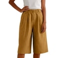 thumbnail image 5 of MLCDZ Women Loose Fit Knee Length Bermuda Shorts with Multiple Pockets Casual Wide Leg Loose Elastic Waist Workout Short Pants, 5 of 8