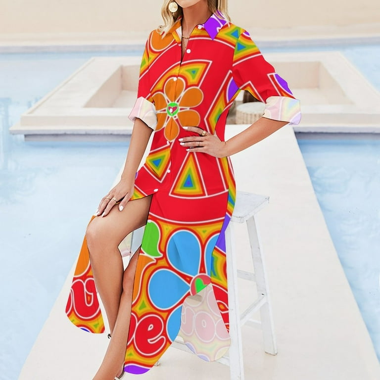 Pop Art Colorful Peace and Love Flower Power Art Long Sleeved Shirt Dress women's fashion dresses Dresses Casual dresses - Walmart.com Pop Art Colorful Peace and Love Flower Power Art Long Sleeved Shirt Dress women's fashion dresses Dresses Casual dresses - Walmart.com