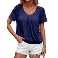 thumbnail image 1 of Camisetas Casuales de Verano para Mujer, Camisetas de Corta con Cuello en V, Azul Oscuro L, 1 of 7
