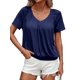 thumbnail image 1 of Camisetas Casuales de Verano para Mujer, Camisetas de Corta con Cuello en V, Azul Oscuro L, 1 of 7