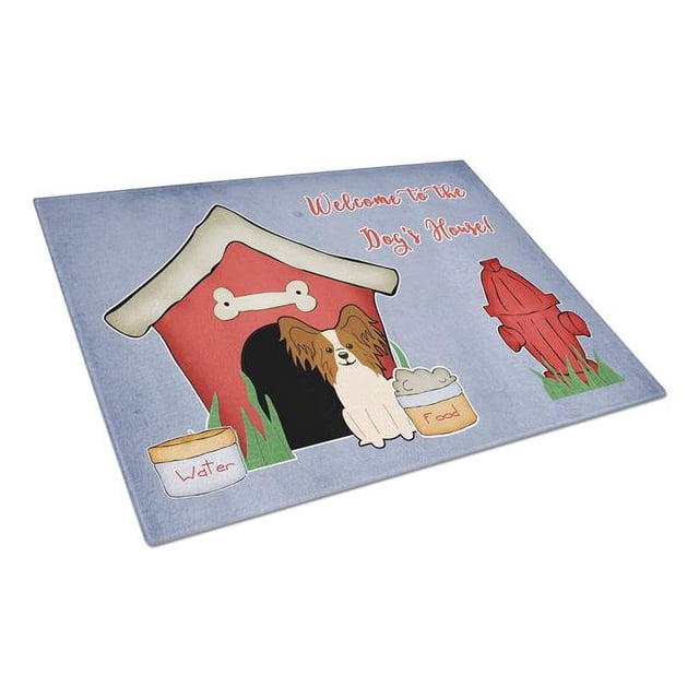 Carolines Treasures BB2832LCB Dog House Collection Papillon Red & White Glass Cutting Board, Large