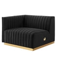 thumbnail image 4 of Modular Loveseat Sofa Couch, Gold Black, Velvet, French Living Lounge Cafe Lobby Hospitality Restaurant, Modern Contemporary Boutique HB34158, 4 of 11