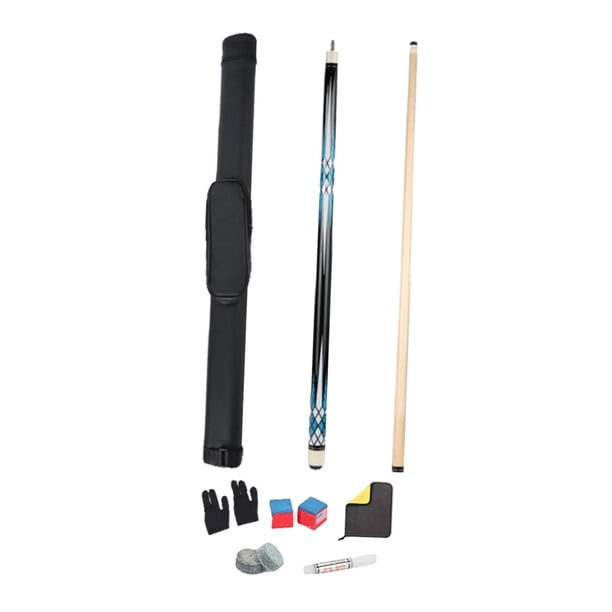 de billar de 57,48'' con punta, guante, tizas, dos compartimentos, bolsa de almacenamiento para tacos de billar, ideal para práctica azul
